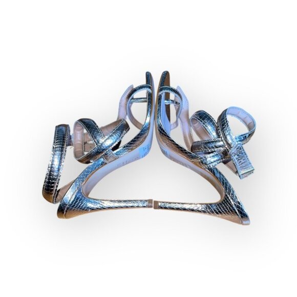 NWT Schultz COURTNEY Metallic Gold Leather snake print peep shoes heels pumps 7B - Picture 9 of 9